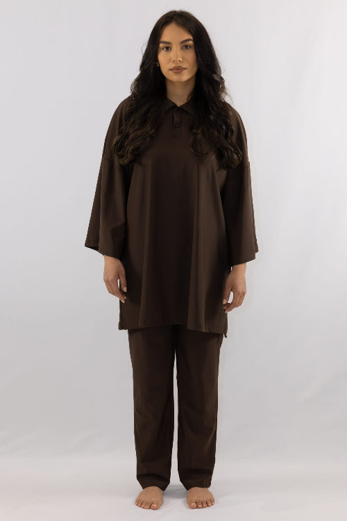 Translation missing: en.Polo burkini - Espresso brown image 0