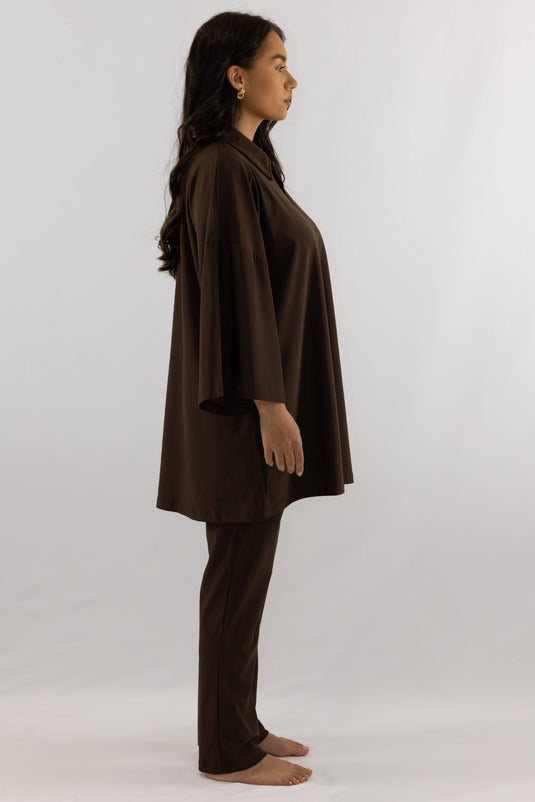 Translation missing: en.Polo burkini - Espresso brown image 1