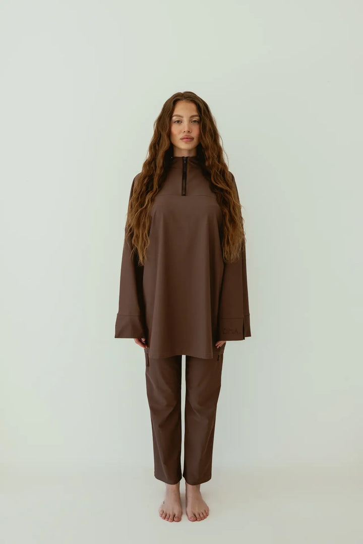 Translation missing: en.Essential Straight-Cut Burkini - Taupe image 0