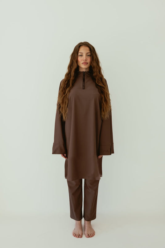 Translation missing: en.Essential Straight-Cut Burkini LONG - Taupe image 0