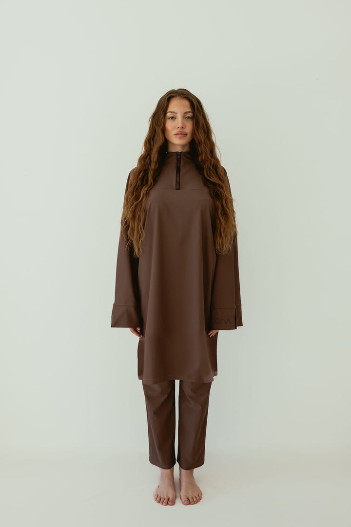 Translation missing: en.Essential Straight-Cut Burkini LONG - Taupe image 0