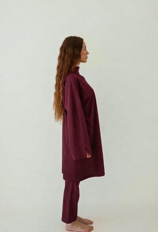 Translation missing: en.Essential Straight-Cut Burkini LONG - Burgundy image 1