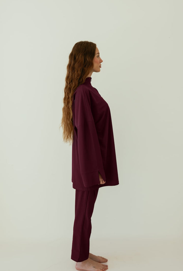 Essential Straight-Cut Burkini - Burgundy image 1