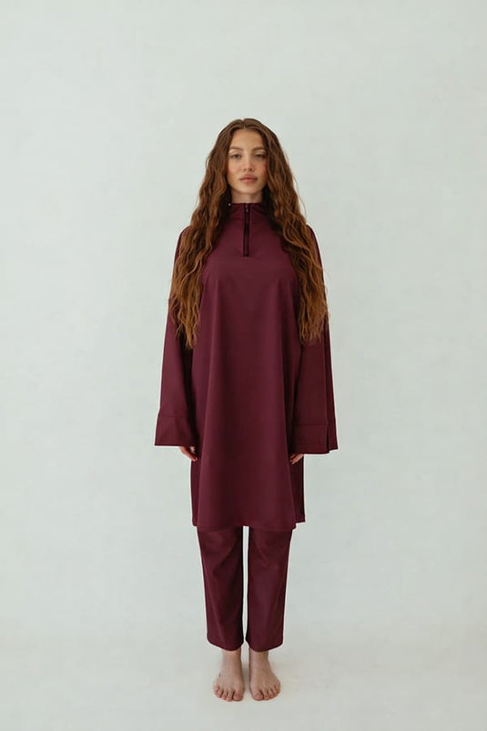 Translation missing: en.Essential Straight-Cut Burkini LONG - Burgundy image 0