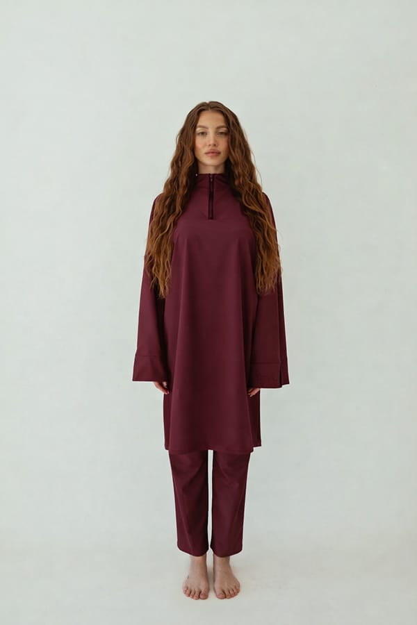 Translation missing: en.Essential Straight-Cut Burkini LONG - Burgundy image 0