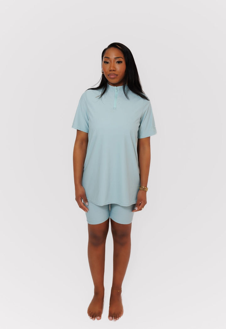 Translation missing: en.Essential Straight Cut Burkini SHORT - Blue image 0
