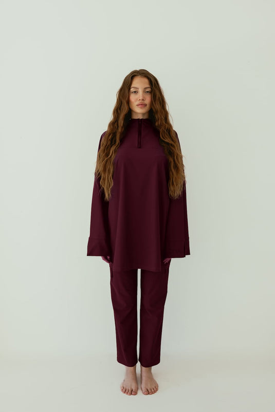 Translation missing: en.Essential Straight-Cut Burkini - Burgundy image 0