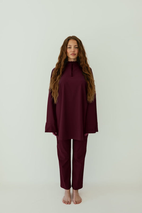 Essential Straight-Cut Burkini - Burgundy