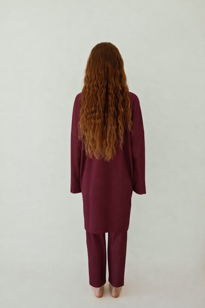 Essential Straight-Cut Burkini LONG - Burgundy image 2